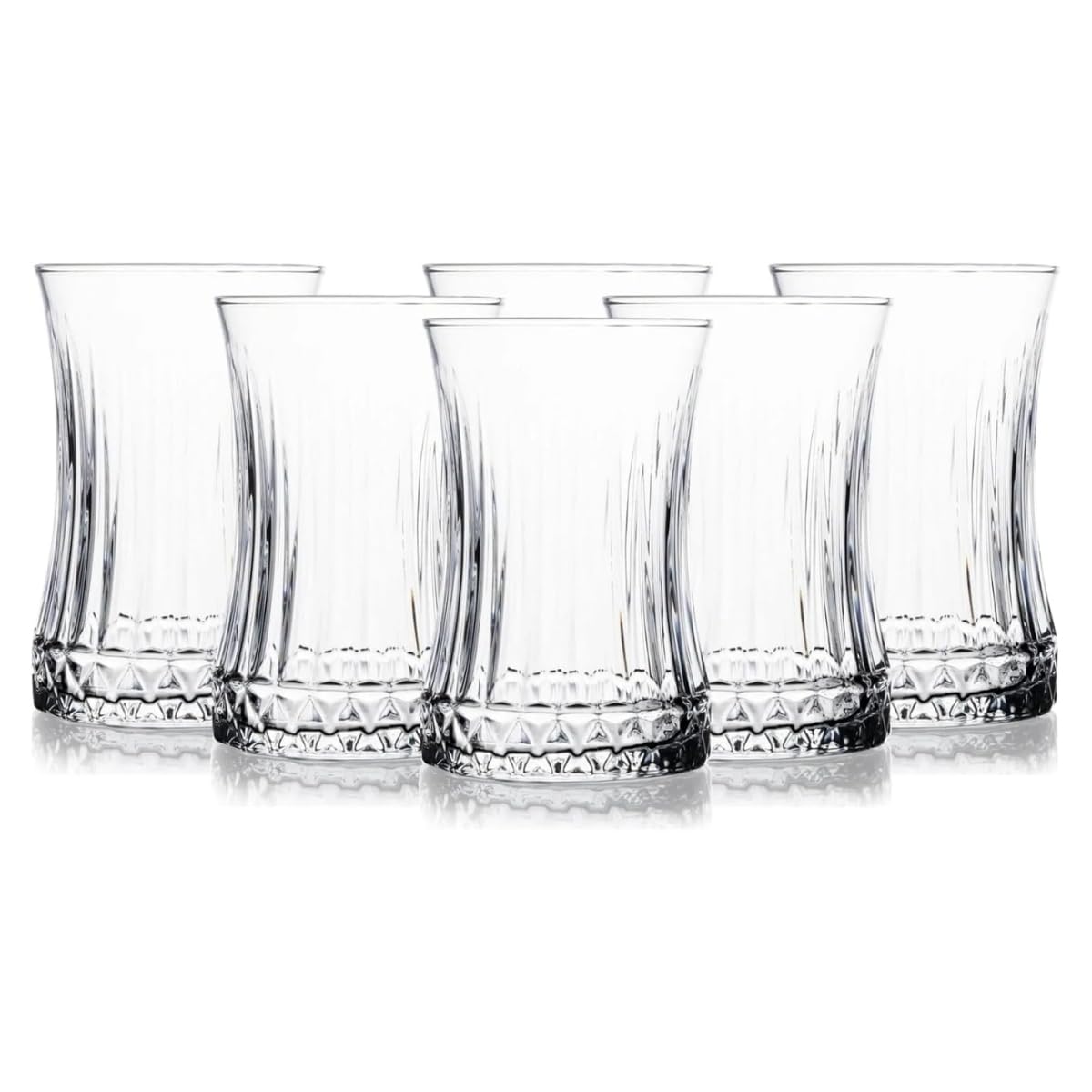 6’lı Kristal Desenli Cam Çay Bardağı Seti – 160 ml İnce Belli Modern Tasarım – Isıya Dayanıklı Cam Bardak – Şık ve Zarif Sunum İçin Çay ve Kahve Bardağı