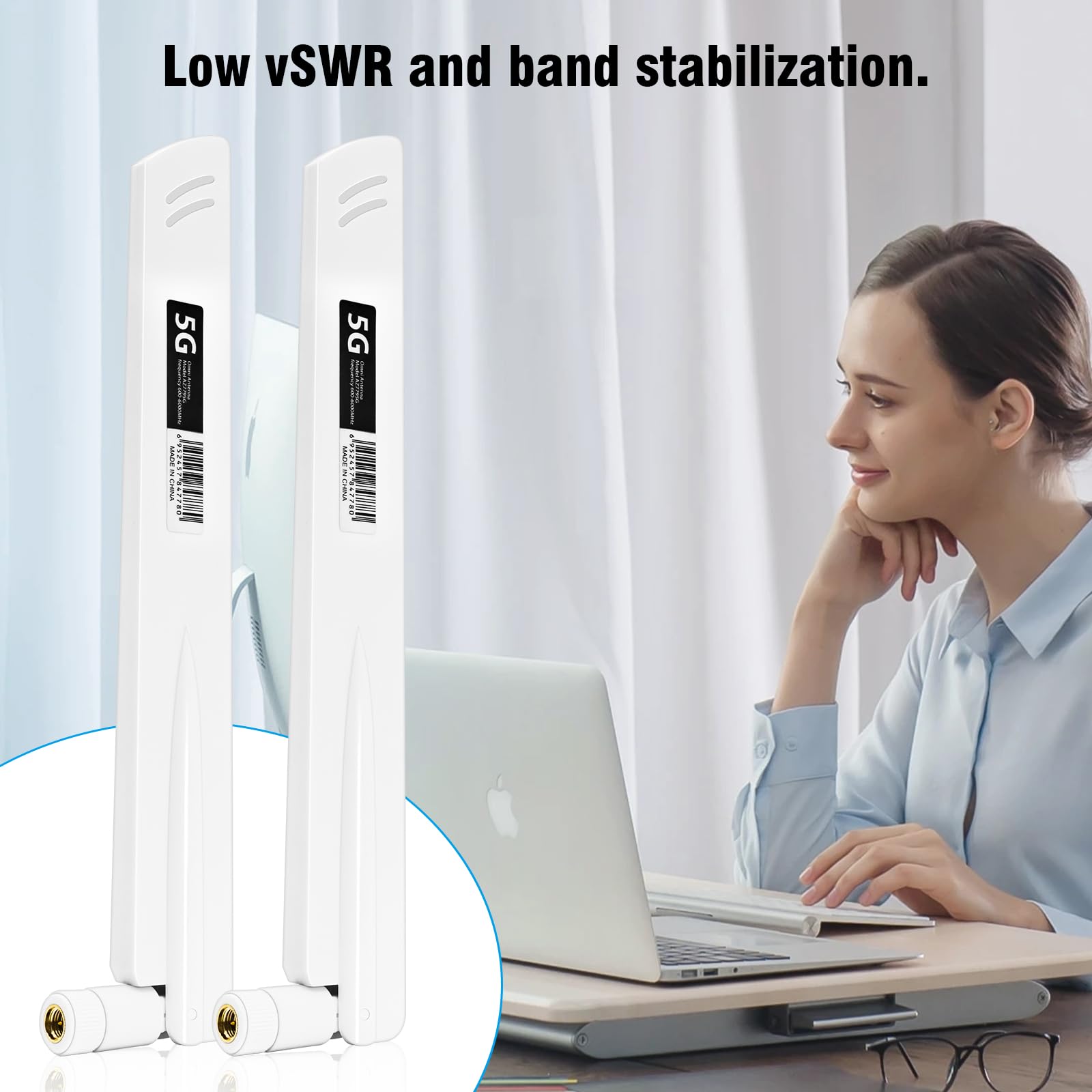 Antenna 5G/4G Omnidirezionale 18DBI Con Connettori RP-SMA E TS9 – Amplifica Segnale 600-6000MHz Per Router E Telecamere