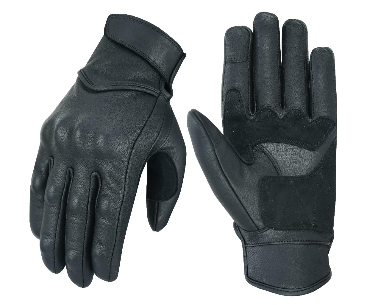 Men's Touch Screen Leather Motorcycle Biker Gloves