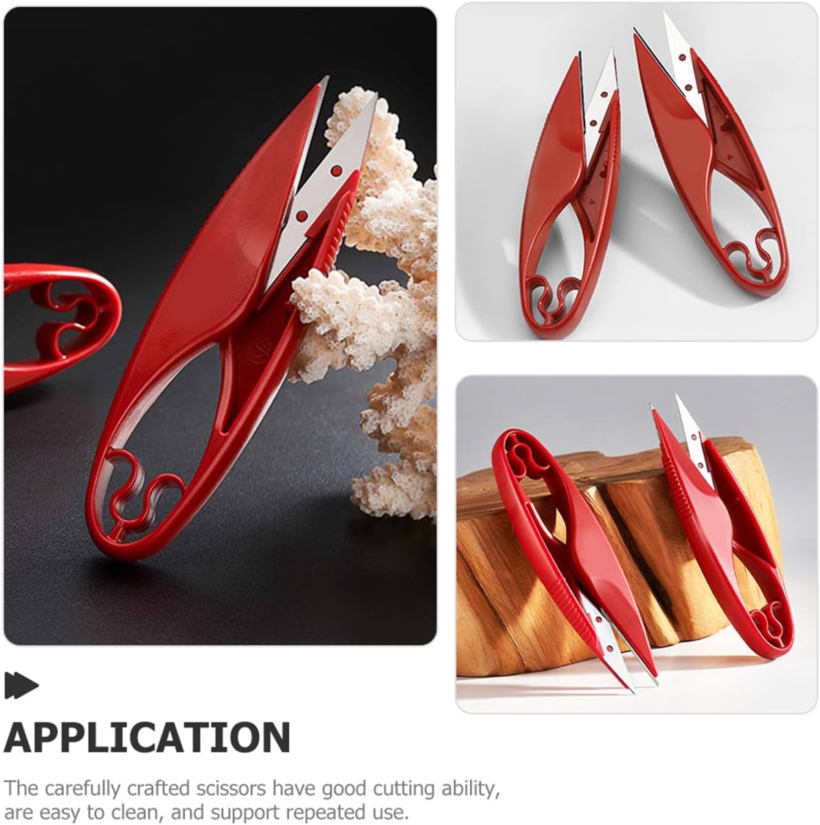 SHINEOFI Stainless Steel Double-edge Fabric Scissors Tailor Sewing Shears for Precise Thread Cutting Small U-shaped Home Sewing Supplies