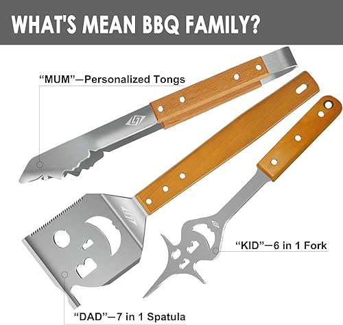 Miniatura 2 de Juego de herramientas para barbacoa STEVEN-BULL S, accesorios para barbacoa extra largos, accesorios para parrilla para parrilla al aire libre