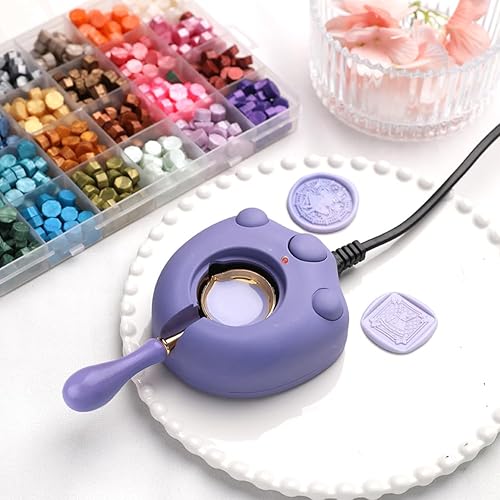 Purple Electric Wax Seal Warmer with 600 Green Wax Beads