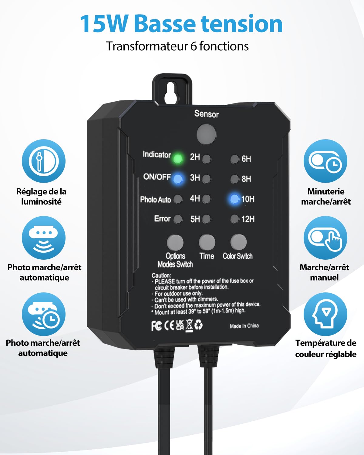 HIBOITEC 10Pcs 3 Couleur Spot LED Encastrable Extérieur avec Transformateur