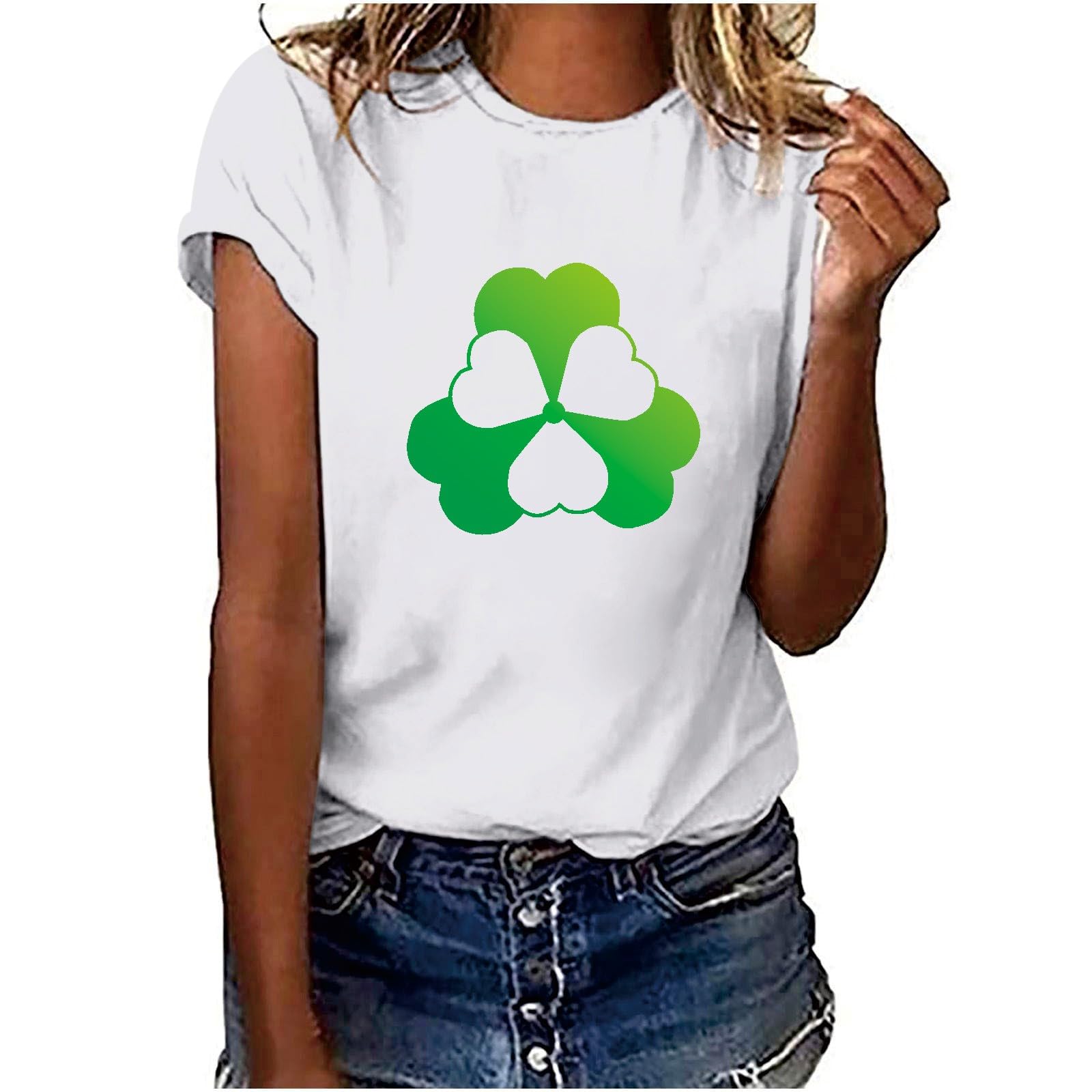 CocilaWomens White Short Sleeve Shirt Short Sleeve Pullover Tops Funny Tee Shirt Green Jumper Dress Long Sleeve T Shirts for Women UK Lady Baggy Jumper Ireland Rugby Dog