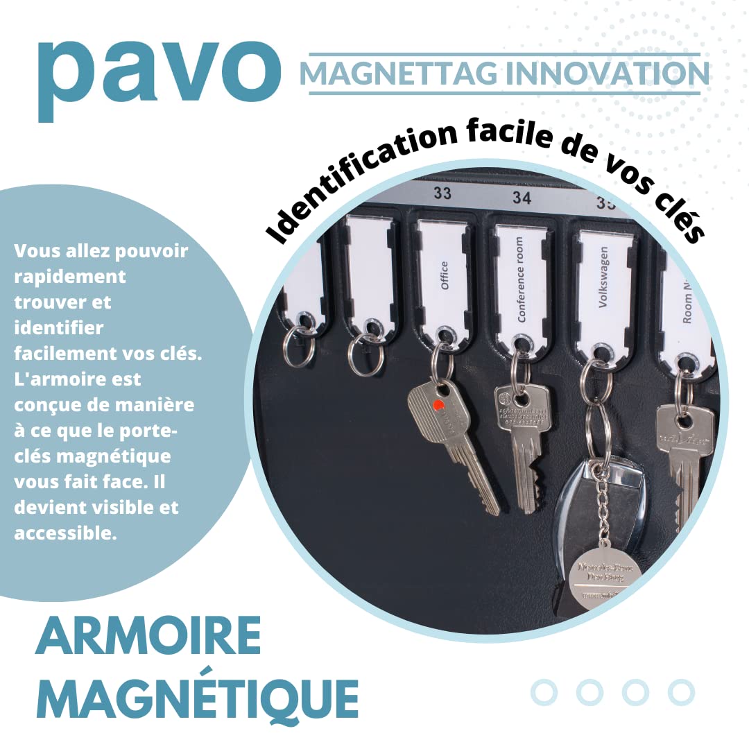 PAVO – Armoire à clés Haute sécurité Magnettag pour 50 clés – Gris foncé, 8013876
