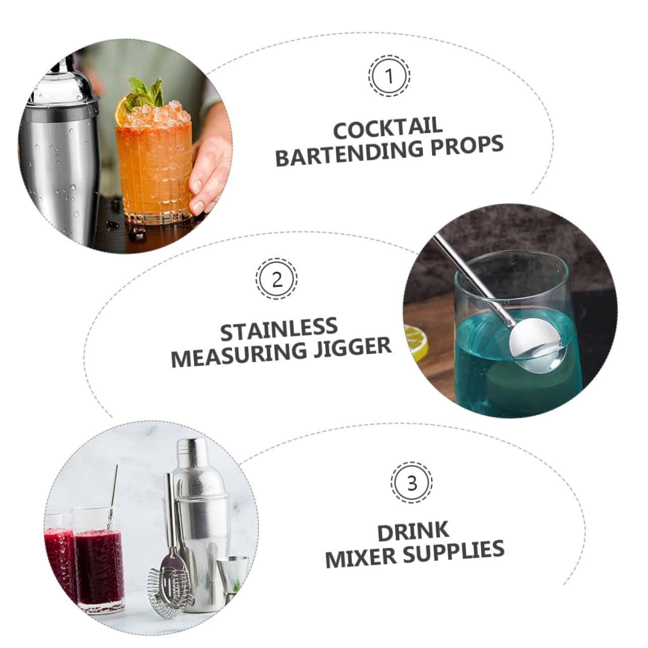 5 pezzi Accessori Bartender in Acciaio Inossidabile Misurino Cocktail Cucchiaio e Jigger per Preparazione Drink Resistente Design Moderno ed per Bar e Casa