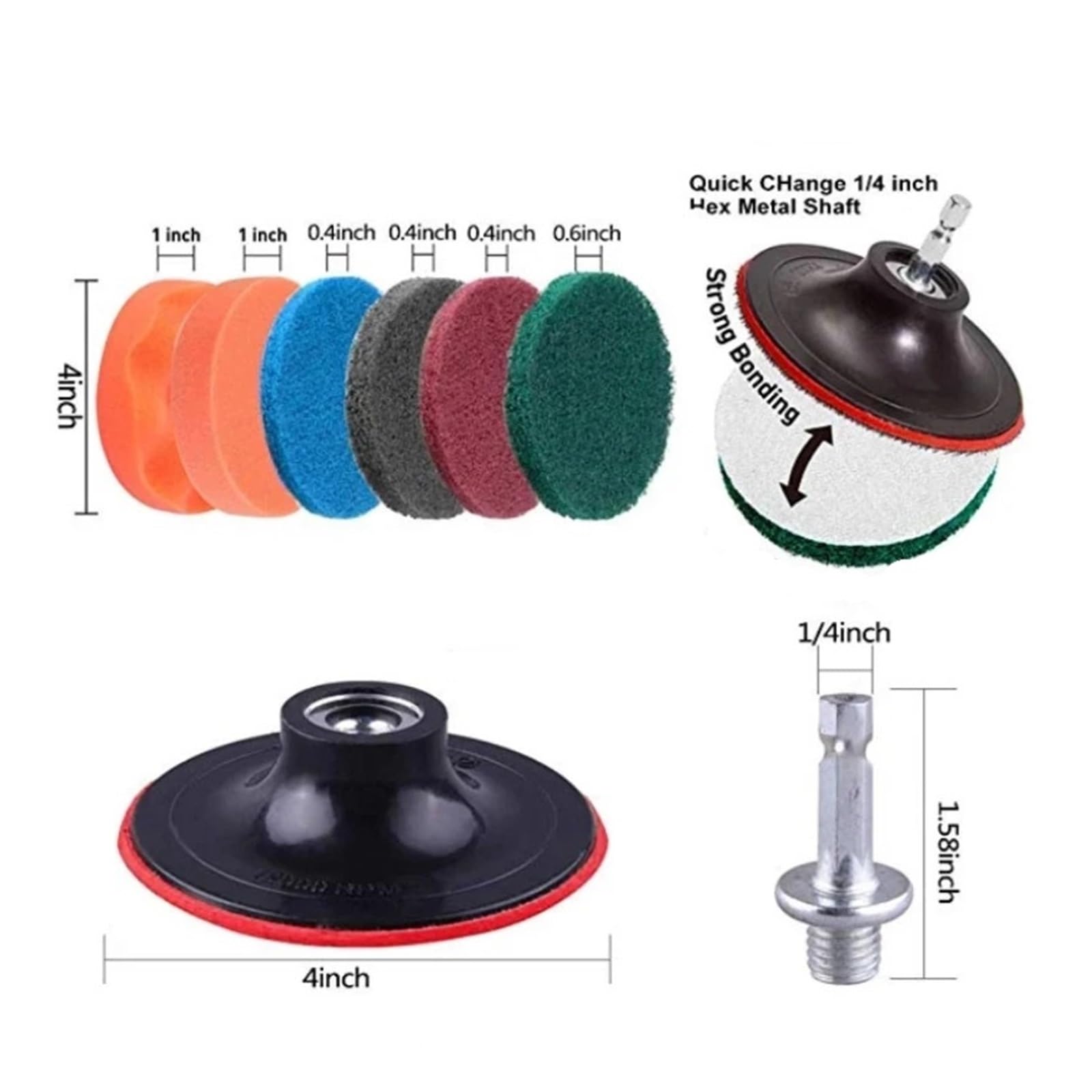 Compatible con el juego de accesorios de cepillo for taladro eléctrico UNTIOR, cepillo for fregar a presión, pulidor de automóviles, kit de limpieza de cocina y baño, herramientas de limpieza de inodo