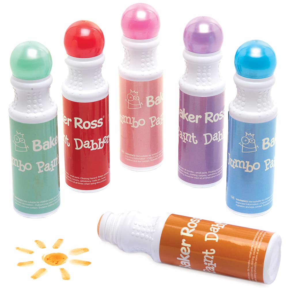 Baker Ross Pearlised Jumbo Paint Markers - Pack of 6, Paint Dabber Pens for Kids, Kids Painting Art Supplies, Metallic Pens (FX274)