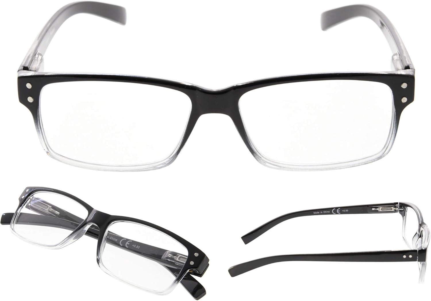 6-Pack Reading Glasses with Spring Hinges Readers for Man and Women Professional BlackTransparent