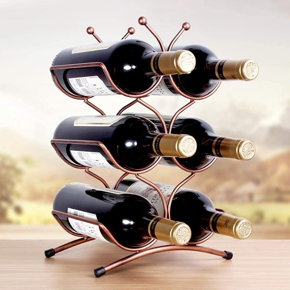 Wine Rack Wine Storage Shelf Tabletop Wine Storage Holders Stands Metal Wine Racks Countertop Free Standing Wine Stand (Size:25X16X36 cm)