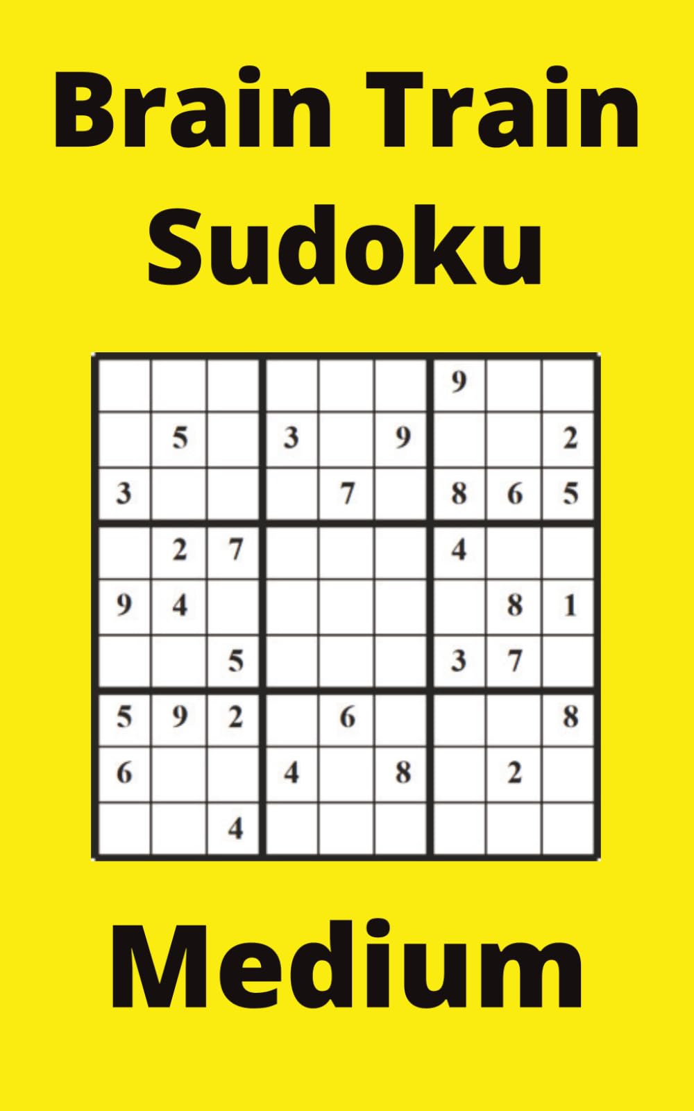 Yellow Brain Train Sudoku Book, 9x9 Puzzles, 250 Pages, 5x8, Medium