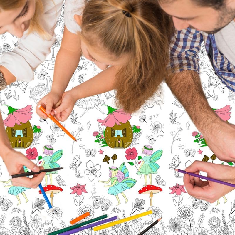 137*274cm Giant Colouring Table Cloth,Coloring Tablecloth for Kids,Paper Tablecloths Spring Rectangular Table Cover for Parties,Art Coloring Educational Tablecloth Party Supplies for Boys Girls - Image 4