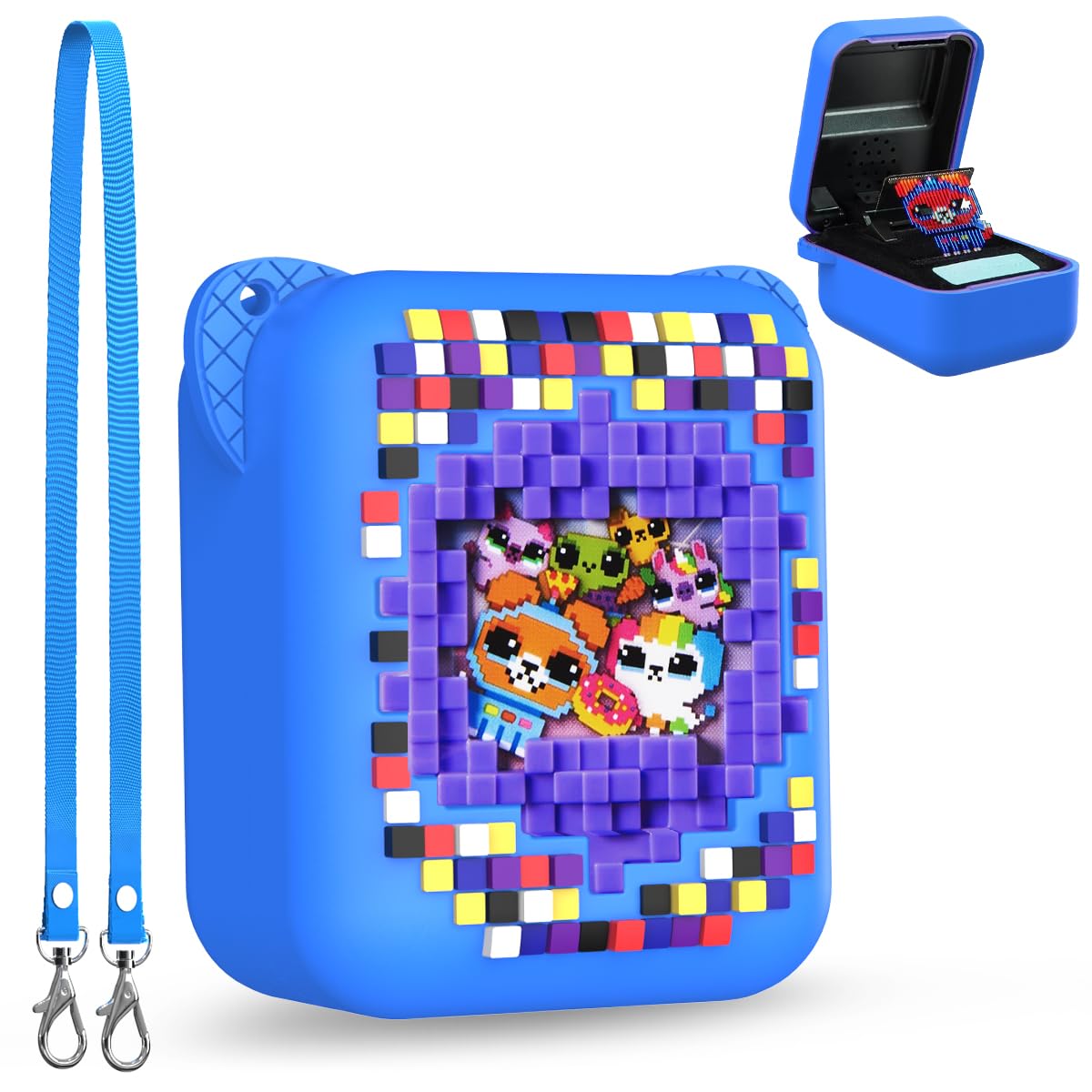 BEARDDOSilicone Case for Bitzee Orginal Interactive Toy Digital Pet Case, Kids Protective Cover Pink Skin Sleeve with Lanyard for Bitzee Orginal Virtual Electronic Pets Accessories Gift (Blue)