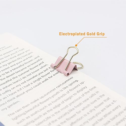 Vista 21 de Clips dorados para carpeta, mini clip para papel, pinzas pequeñas de 0.591 in (5/8 pulgadas), paquete de 100 clips de oficina de tamaño micro