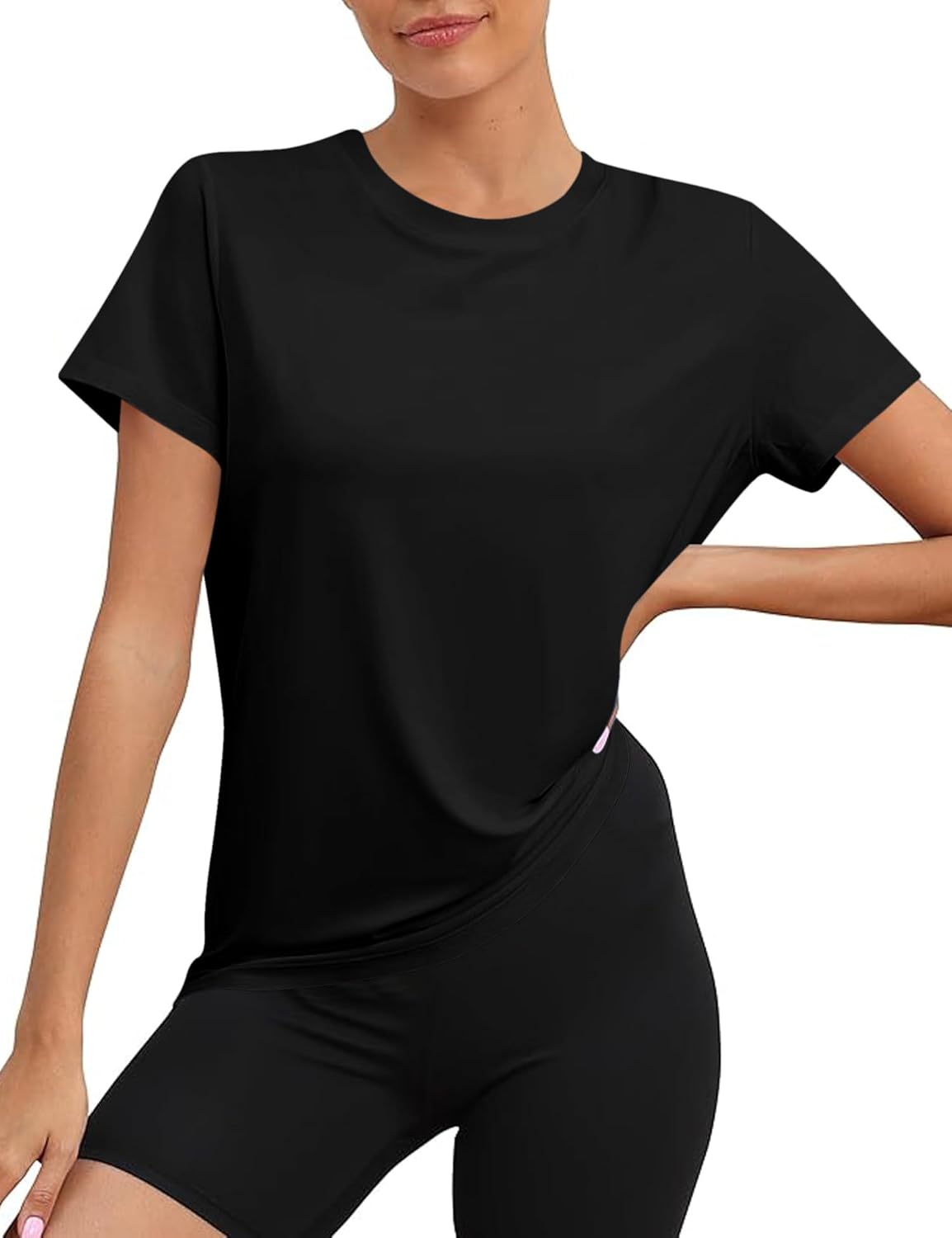 Blingfit Workout Tops for Women Short Sleeve Yoga Shirts Sports Gym Tshirts Quick Drying Running Top UPF 80+ Sun Protection