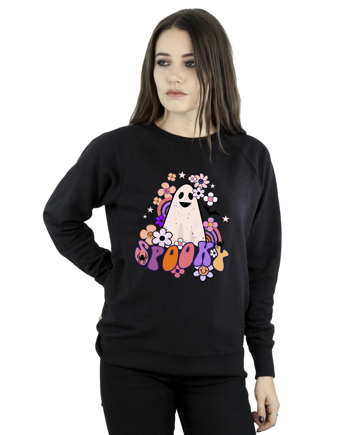 Absolute Cult Halloween Women's Spooky Flowers Sweatshirt Black XXXX-Large
