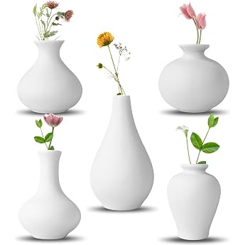 Ceramic Vase Set 5 White Ceramic Vases Ceramic Painting Vase Set