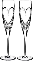 Waterford Love True Love Crystal Toasting Flutes Pair - Heart-Cut Design for Weddings & Anniversaries