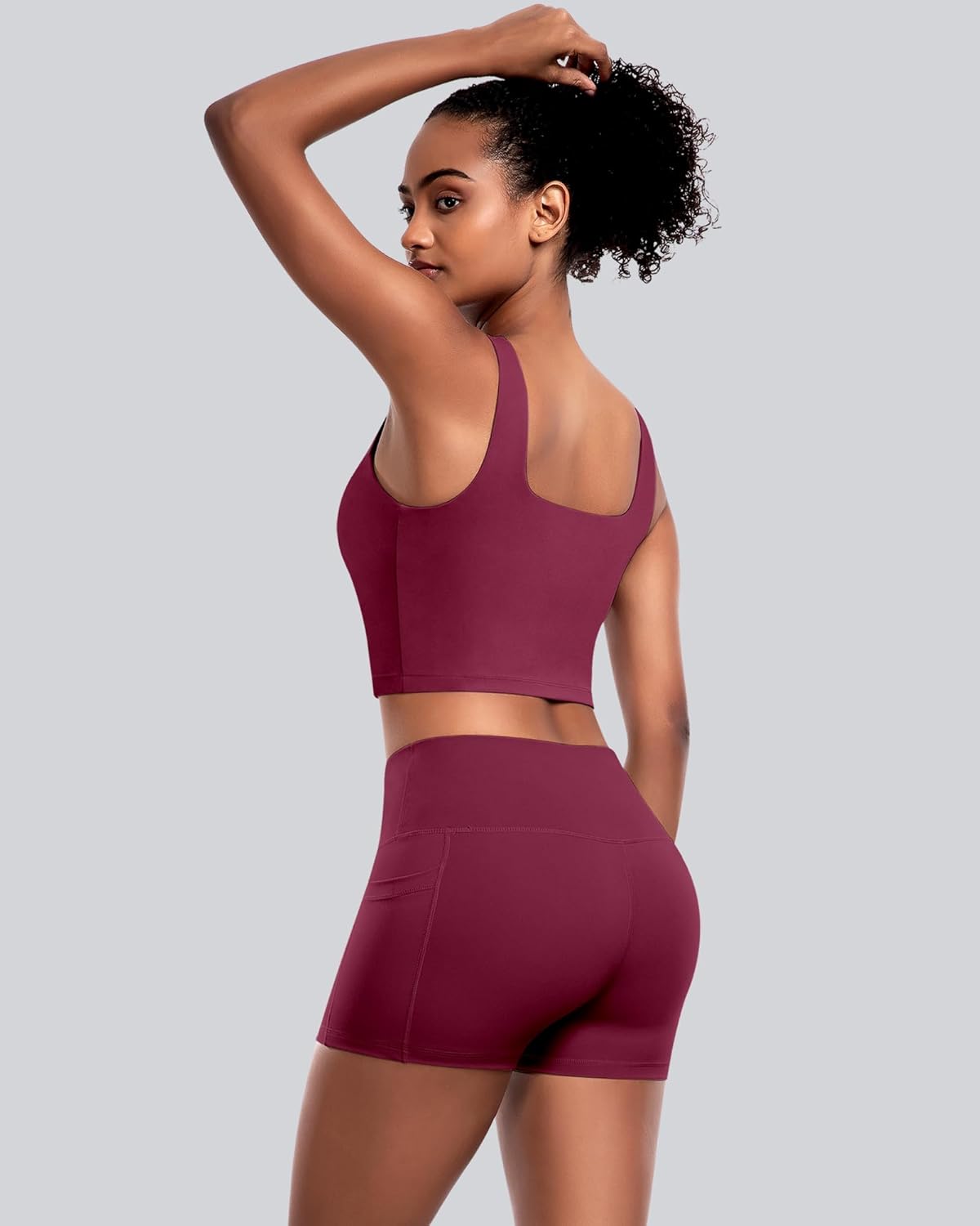 Womens Sports Bras 5 Packs - Square Neck Longline Workout Crop Tank Tops Padded Yoga Camisole with Built in Pads - Image 5