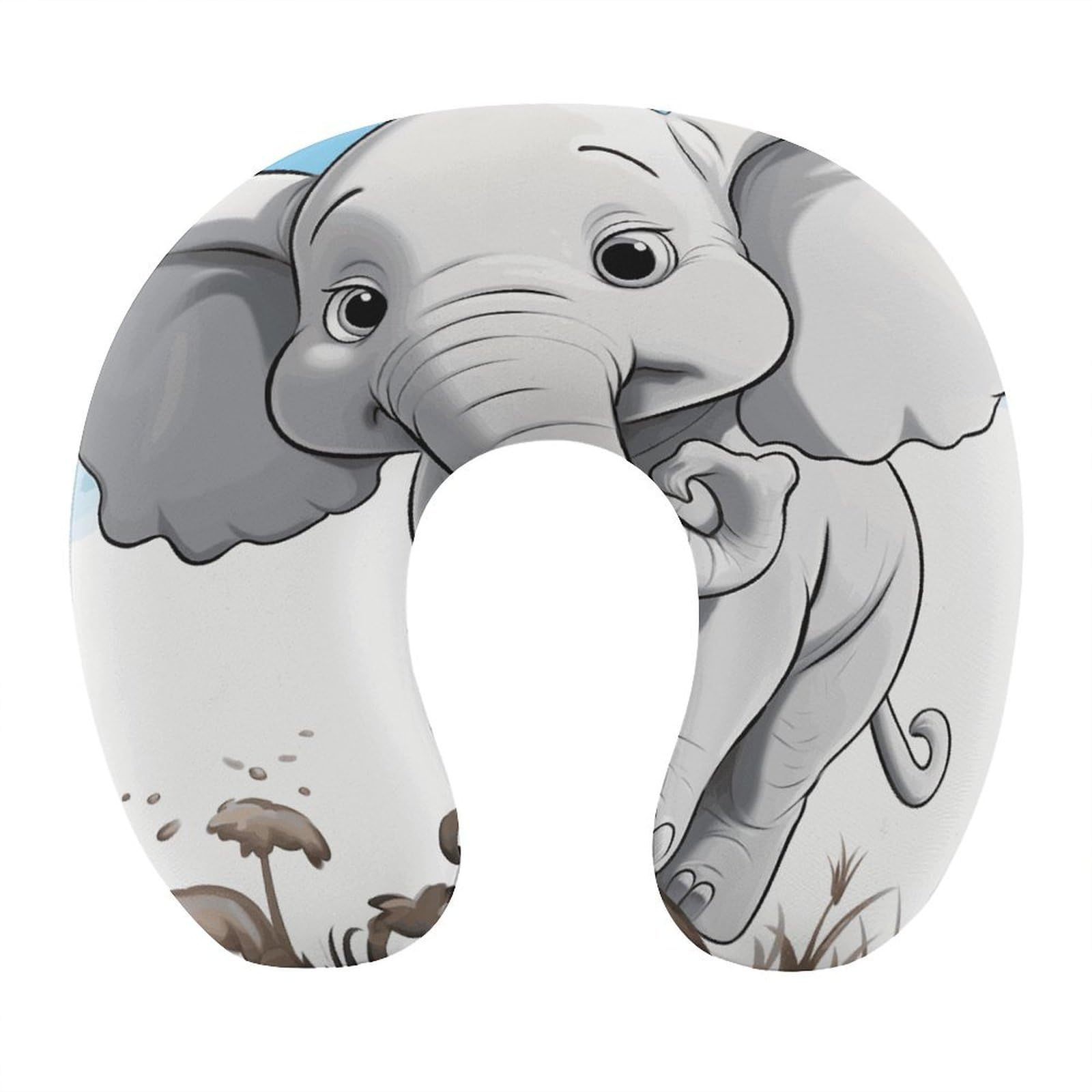FekiLoot White Elephant Travel Pillow,U Shaped Office Napping Pillow Support Neck and Head Comfortable Travel Neck Pillow U Shape Sleeping Essentials for Long Haul Flights