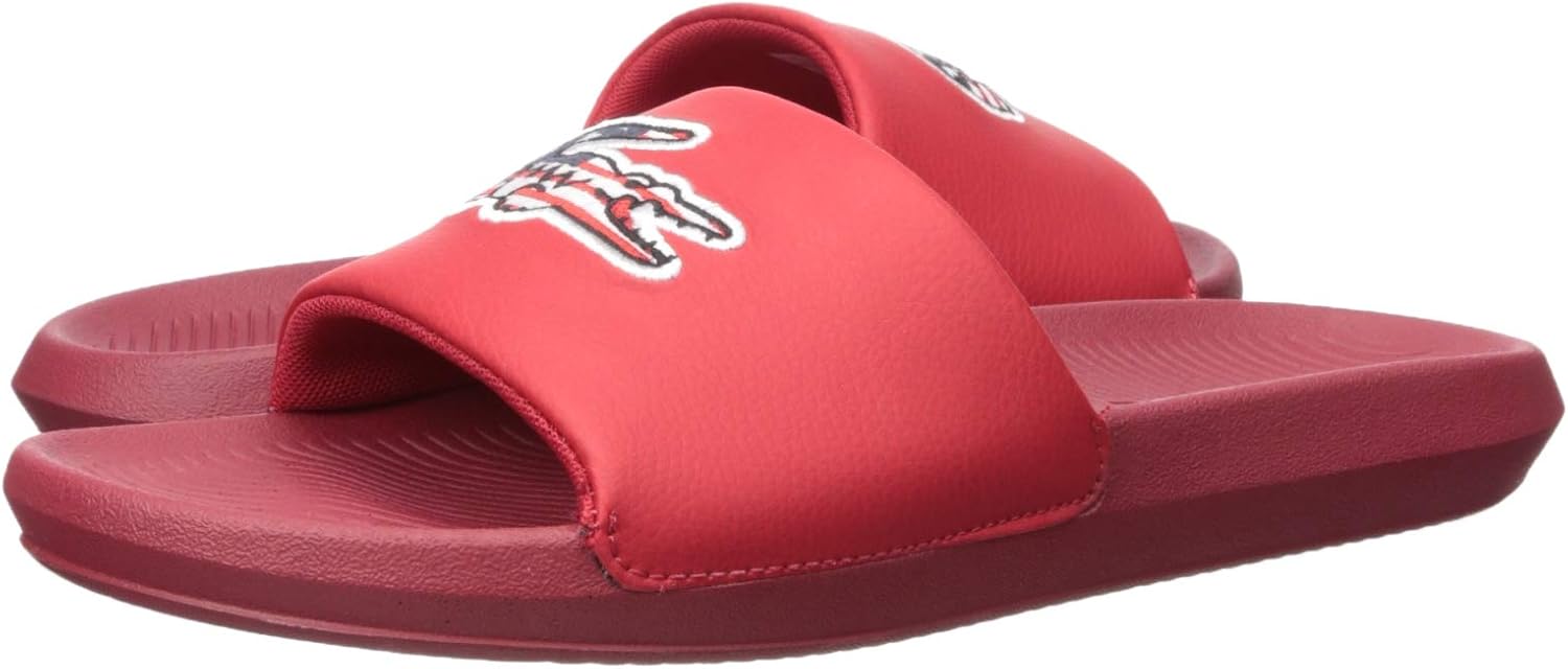 Lacoste Men's Croco Slide Sandals 7 Red/Navy/White
