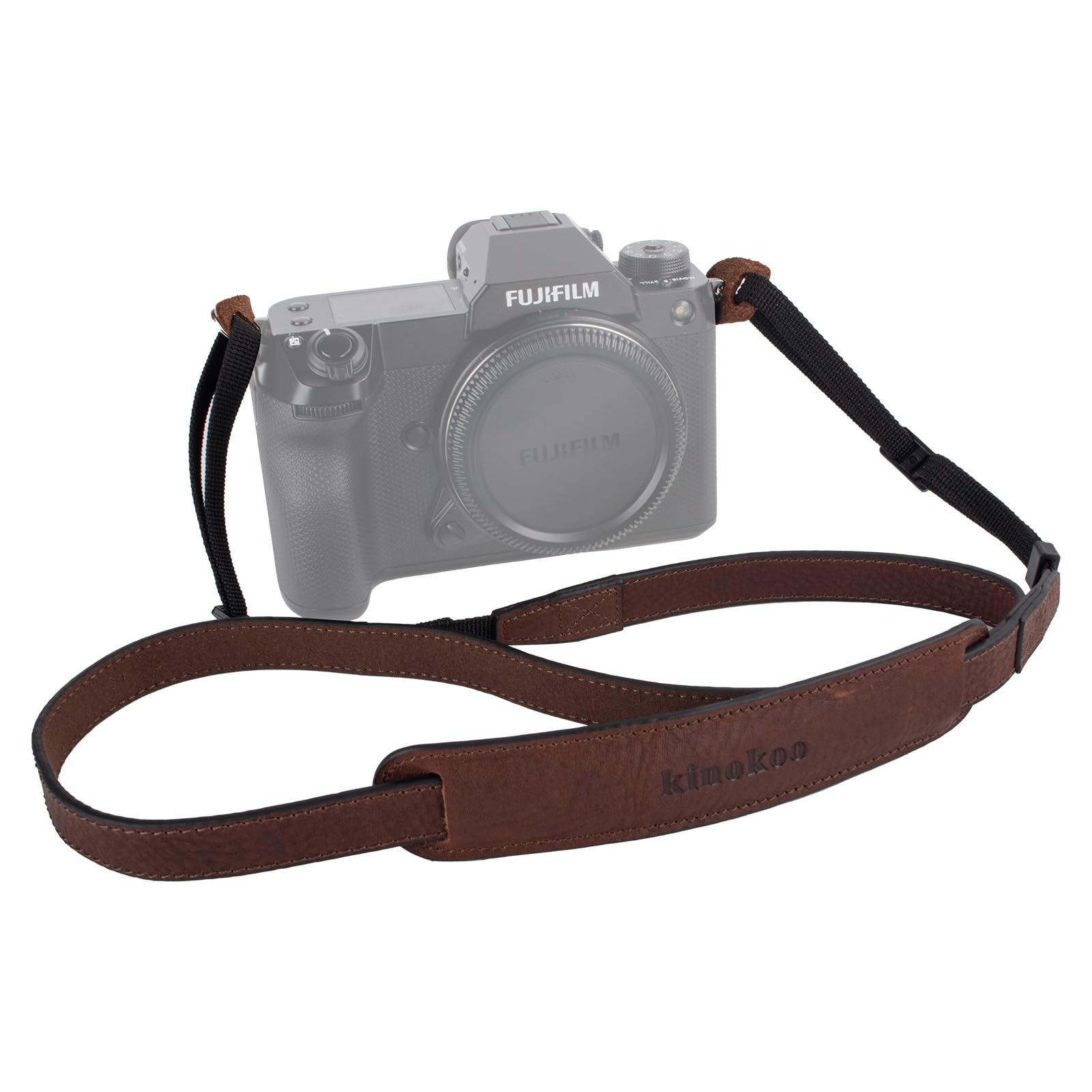 MUZIRI KIINOKOO Echt lederen camera nek schouderriem met driehoekige ringen compatibel voor de meeste camera's met ronde verbindingsgaten - lengte 110 cm, Zwart, Long MUZIRI KIINOKOO Echt lederen camera nek schouderriem met driehoekige ringen compatibel voor de meeste camera's met ronde verbindingsgaten - lengte 110 cm, Zwart, Long