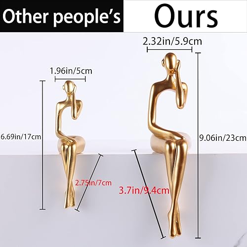 Miniatura 3 de SHENGTIAN Escultura de lectura de resina, decoración dorada, estatua de pensador sentado, esculturas abstractas, detalles de decoración de