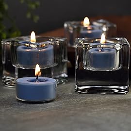 DEYBBY SoyWax Scented Tealight, 12 Pack Natural Fragrance Long Lasting Clear Cup Aromatherapy Candle Set, Smokeless& Long Lasting|for Gfit, Anniversary, Resturant|Ocean Breeze