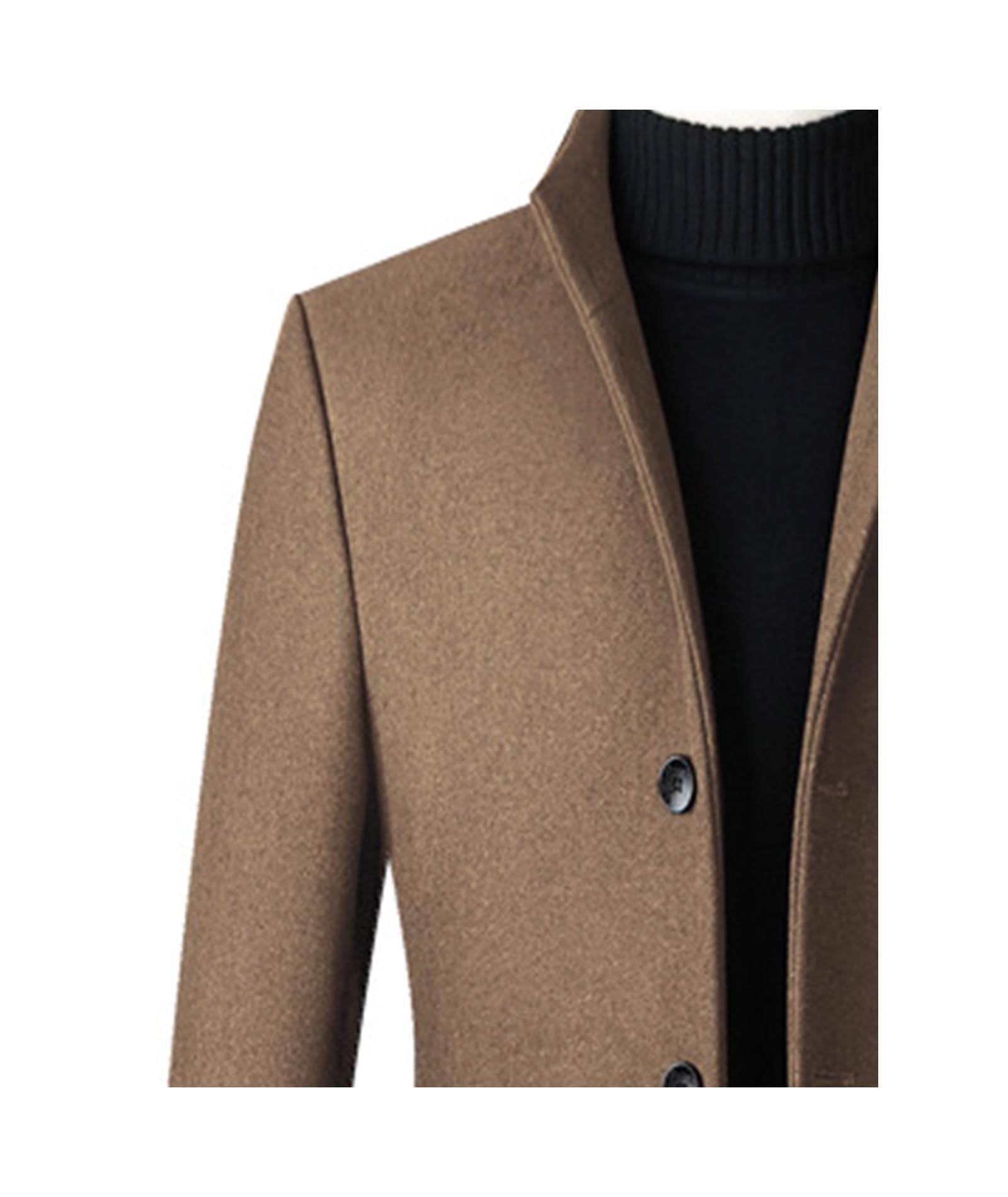 ECDAHICC Cappotto invernale da uomo, slim fit, lungo, cappotto di lana da lavoro, con colletto alto, cappotto invernale da uomo