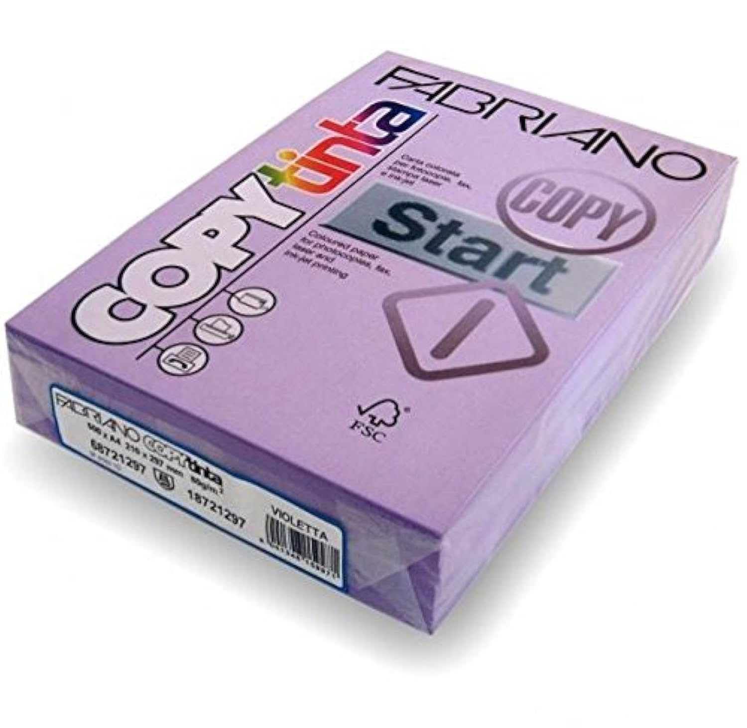 Fabriano Copytinta Kolorowy papier rzemieślniczy, fioletowy, format A4, 80 g/m², Jumbo opakowanie 500 arkuszy, idealny do kserokopii, laserów, drukarek atramentowych, faksów, przekładek, okładek i