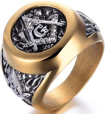 Jude Jewelers Stainless Steel Silver Gold Two Tone Masonic Freemason Signet Ring