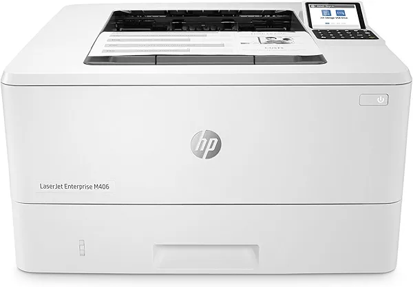 HP LaserJet Enterprise M406dn Monochrome Printer with built-in Ethernet & 2-sided printing (3PZ15A), white