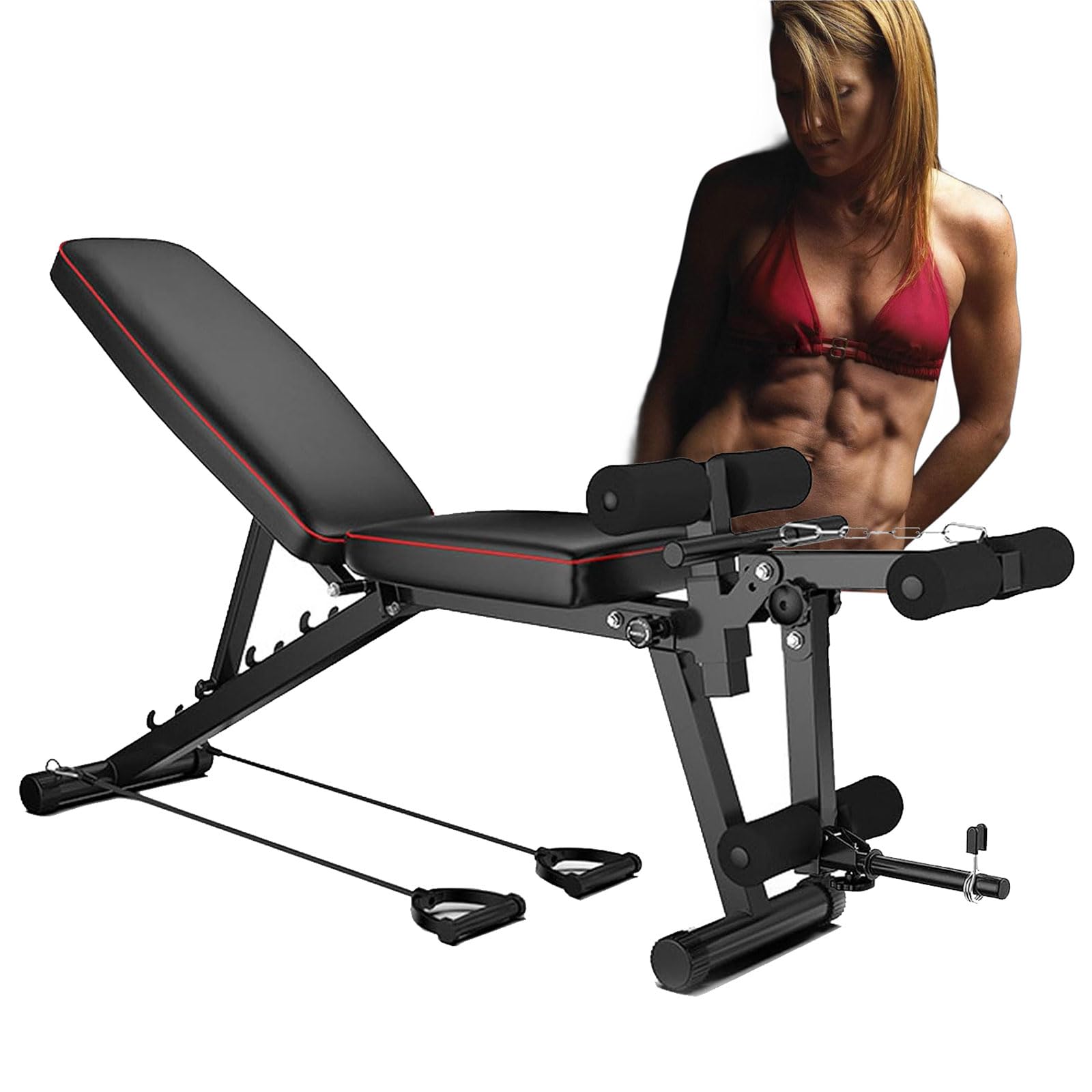Banco De Pesas Multifuncional, Banco Plano, Banco De Abdominales, Repelente Al Agua, Banco Musculación, Banco Gimnasio, Capacidad De Carga hasta 200 KgBlack,48 * 162 * 111CM
