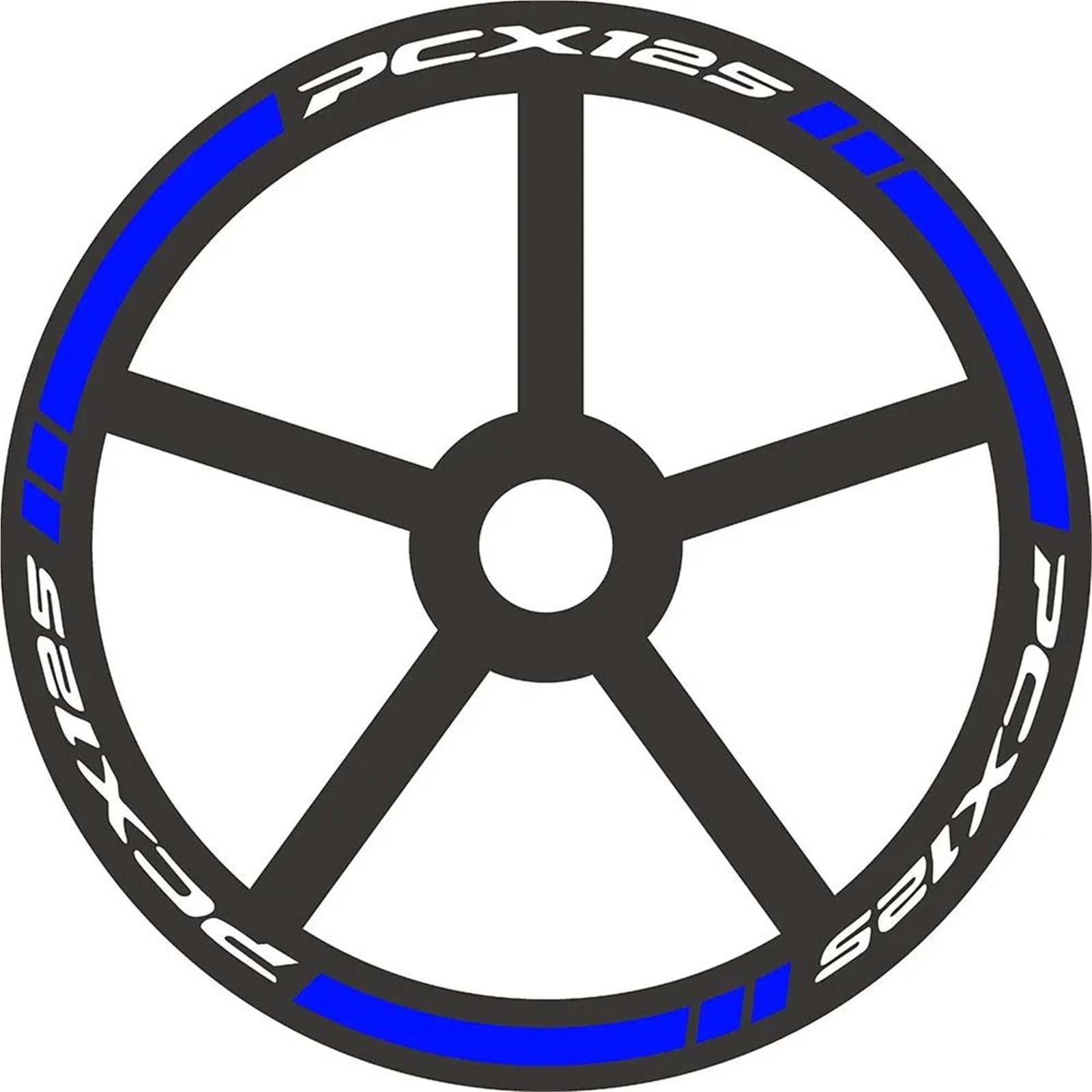 Motorcycle Decal Sticker for H-onda PCX 125 PCX125 PCX-125 Reflective Motorcycle Wheel Sticker Hub Inner Decals Rim Stripe Tape(Blue)