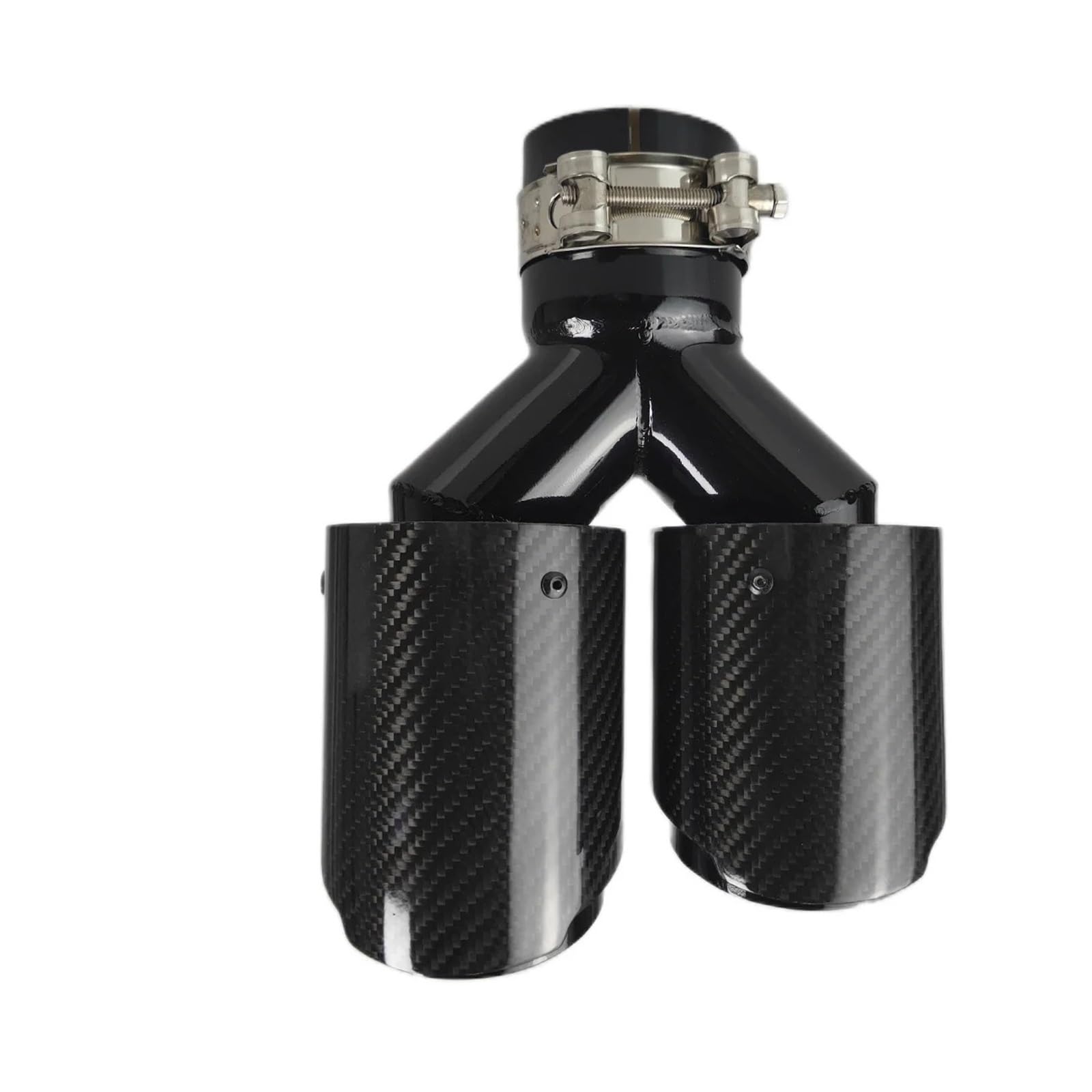 Car Silencer Samochodowa błyszcząca końcówka tłumika z włókna węglowego kształt Y podwójne wyjście tłumiki rury wydechowej dekoracja dyszy uniwersalny(60mm-101mm-Right)