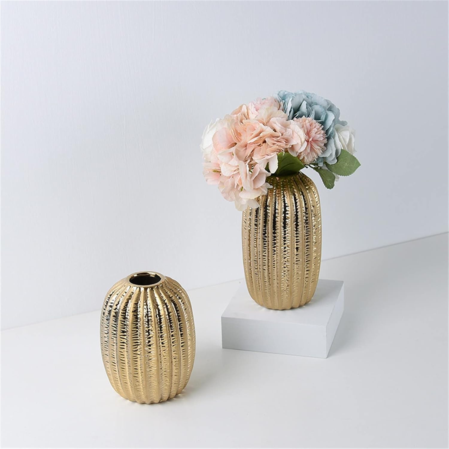 Golden Decor Lot de 3 vases à fleurs décoratifs pour salon de style scandinave pour tiges de fleurs, pour hall d'hôtel