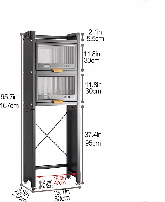 Adjustable Washing Machine Cabinet with 3 Shelves Telescopic Storage Rack Bathroom Organizer for Washer & Toilet Metal Washing Machine ShelfBlack