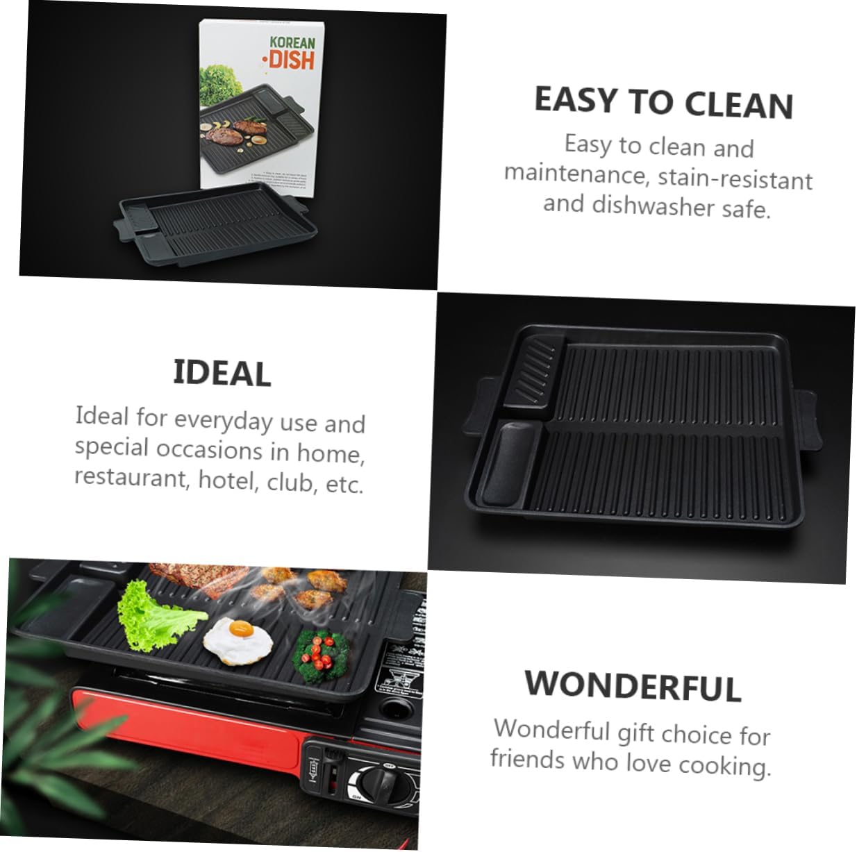 HANABASS Barbecue Griddle Pan Outdoor Grill Tray Grill Plate Bbq Bakeware Rectangular Baking Pan Dishwasher Safe