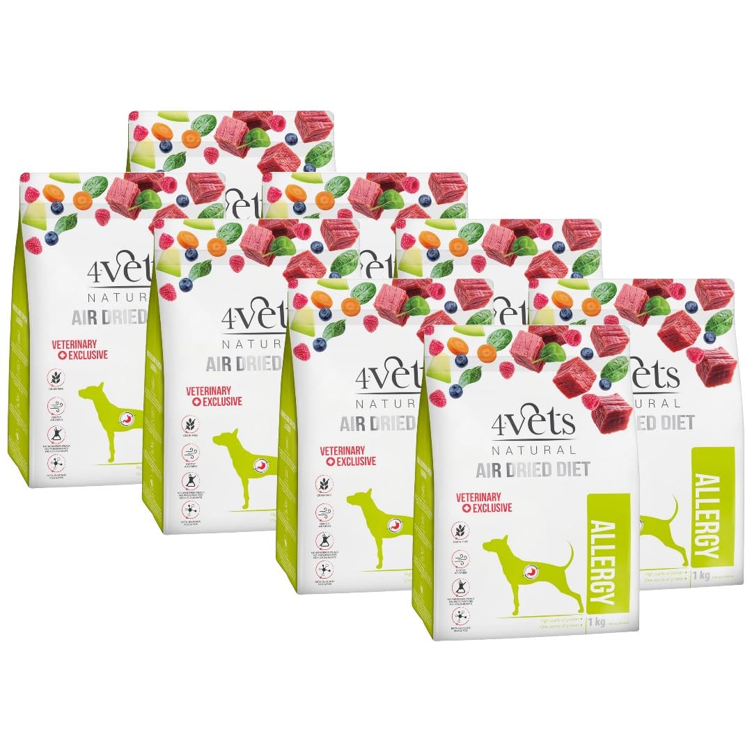 4Vets Allergy Trockenfutter 8x1 kg für Hunde, bei Allergien