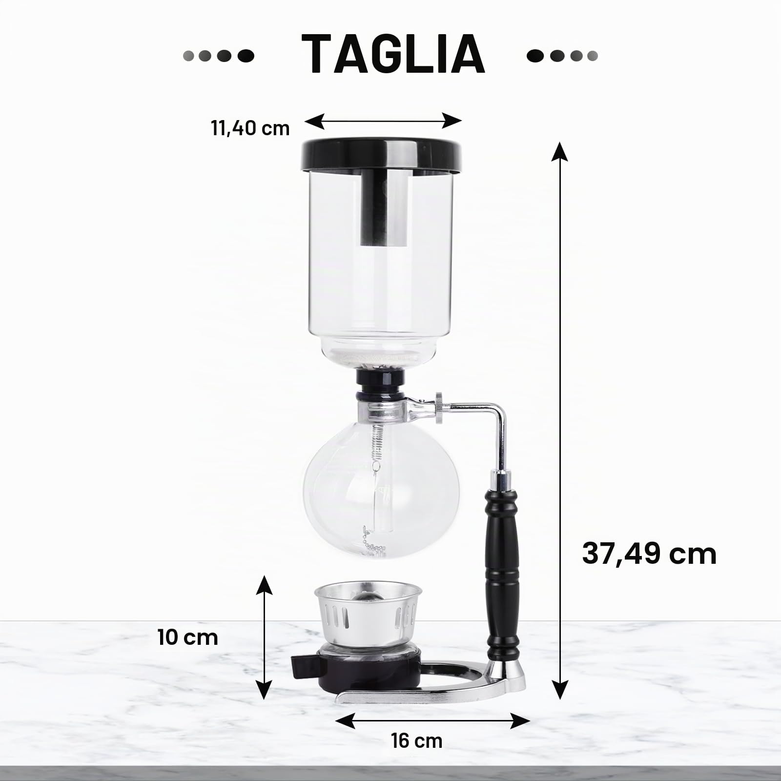 YUCHENGTECH Caffettiera a Sifone,Vetro,5 Tazza (600ml)