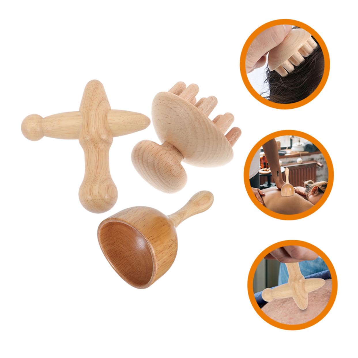 Holz Massagegerät Satz für Zuhause und Unterwegs, Beige, 1 Satz