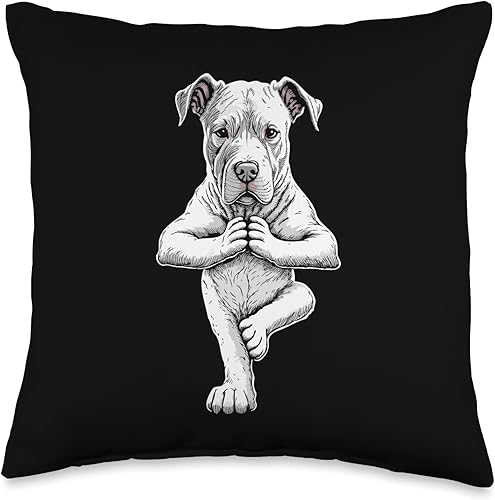 Miniatura 1 de Dogo Argentino Dog Yoga Puppy Funny Dogs Tree Pose Asana Throw Pillow