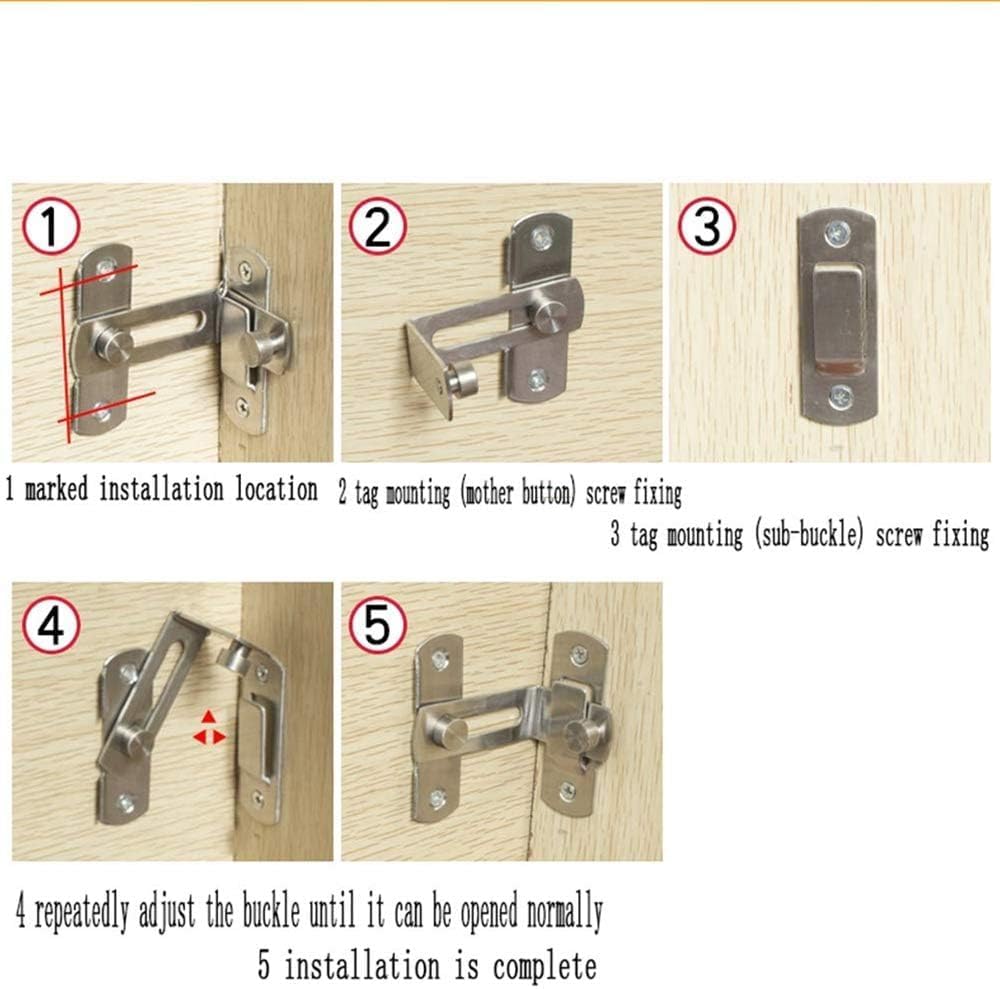 DRAVYONEY 90 Degree Stainless Steel Latch, Protect Privacy - Security Barn Door Lock, Hook Lock Latch for Barn, Garden, Bathroom, Outdoor, Garage, Window, Sliding Door(1 Silver) 3