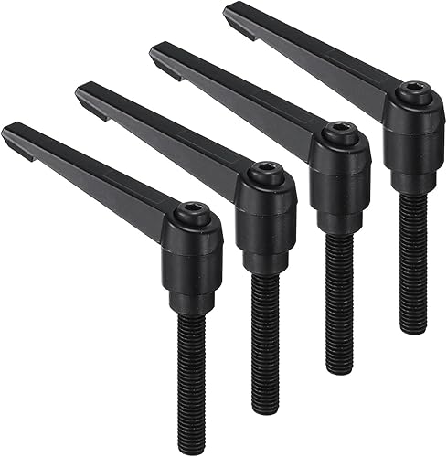 Miniatura 61 de uxcell 4 manijas de palanca de sujeción, perno macho roscado de acero al carbono de óxido negro M8 x 0.59 pulgadas, asas ajustables de bloqueo