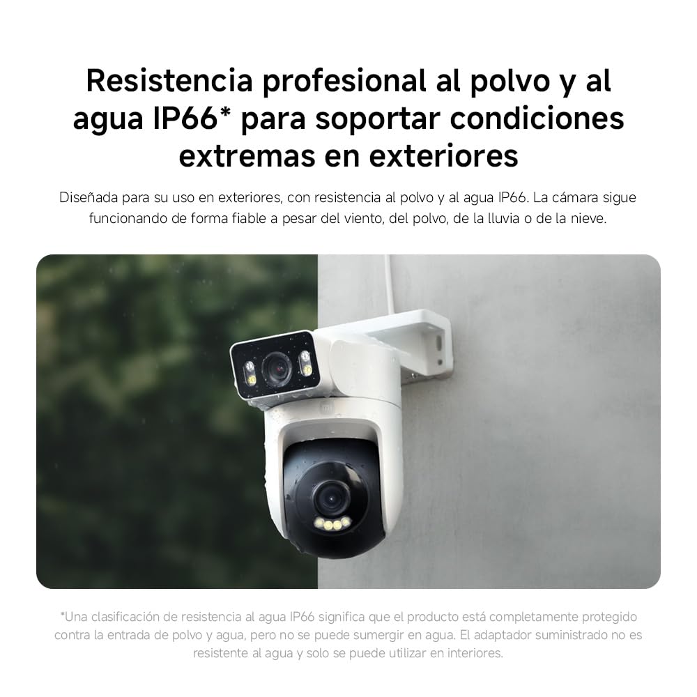 XIAOMI Cámara Exterior CW500 Dual - Calidad de Imagen Ultra HD Doble 2.5K, Detección AI, Wi-Fi 6 de Doble Banda, Chip de Seguridad