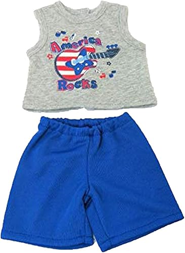 Miniatura 2 de American Fashion World Boys America Rocks - Conjunto de pantalones cortos para muñecas de 18 pulgadas | Calidad premium y diseño moderno | Ropa de