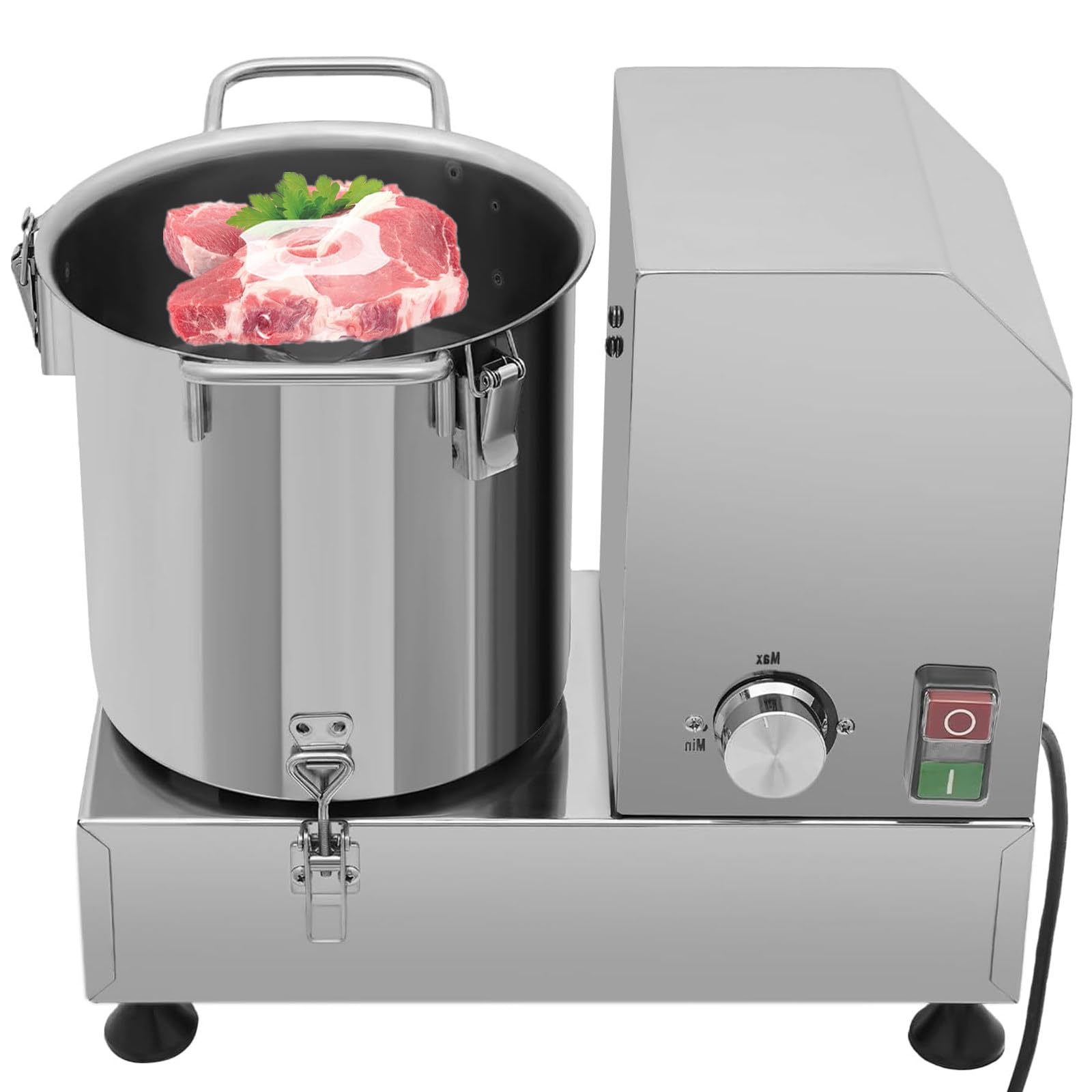 HENGCMM Commercial Vegetable Meat Food Processor, Commercial Stainless Steel Electric Chopper Adjustable Speed Food Chopper for Fruits Grains Peanut Ginger Garlic 6L