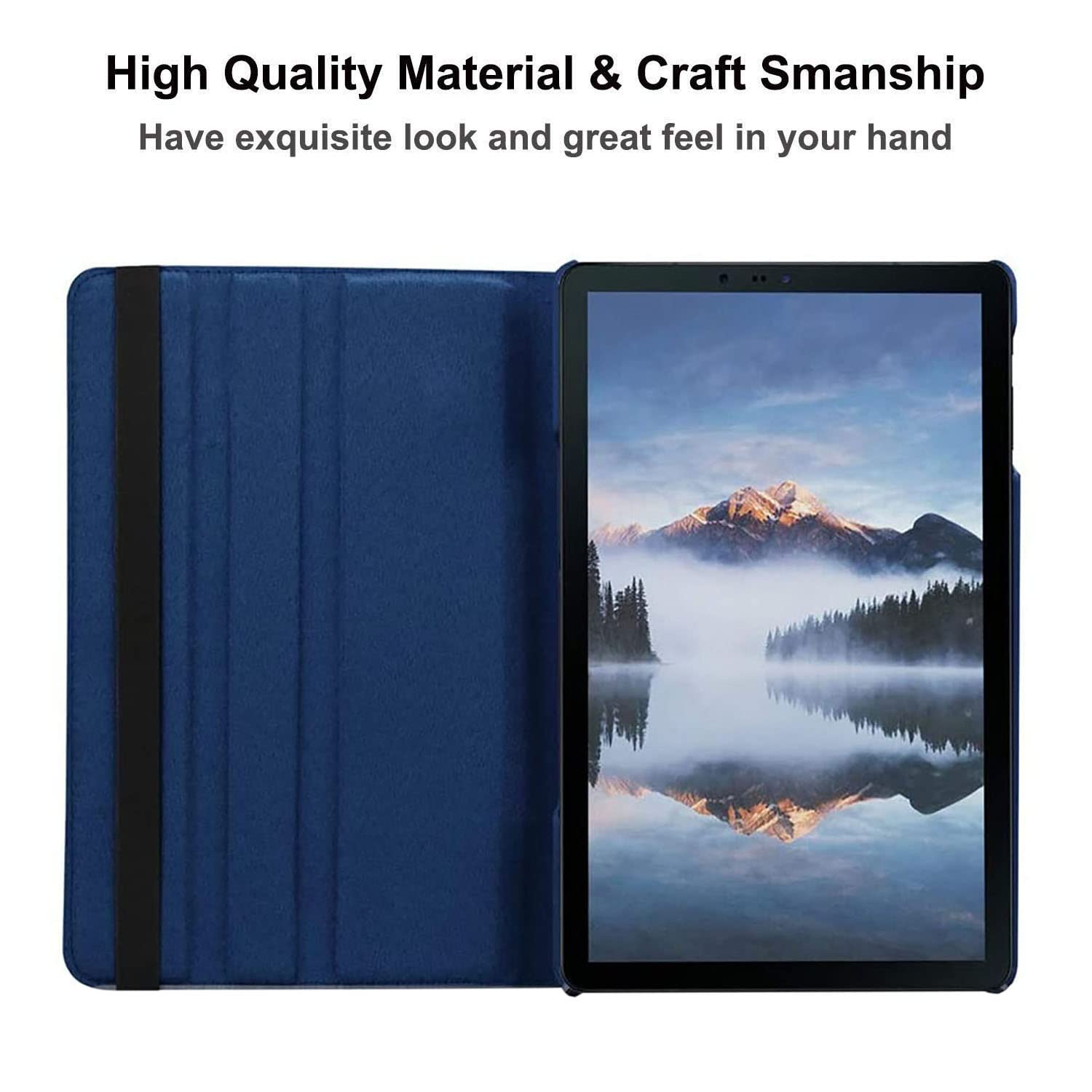 Étui Housse Coque pour Samsung Galaxy Tab A 8.0 2017 Tablet (SM-T380 SM-T385) - 360 degrés Rotation Full Protection Kickstand Case Cover,avec Un Stylo,Écran Film (Deep Blue)