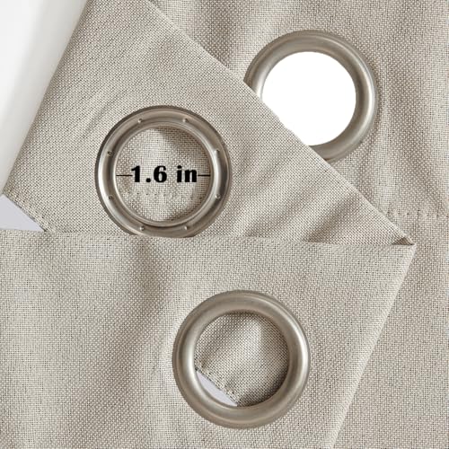 jinchan Linen Textured Curtains for Living Room Darkening Bedroom Curtain 84 Inch Long Beige Single Curtain Panel Thermal Insulated Light Blocking Window Treatments Grommet Privacy Drapes 1 Panel - Thumbnail 2