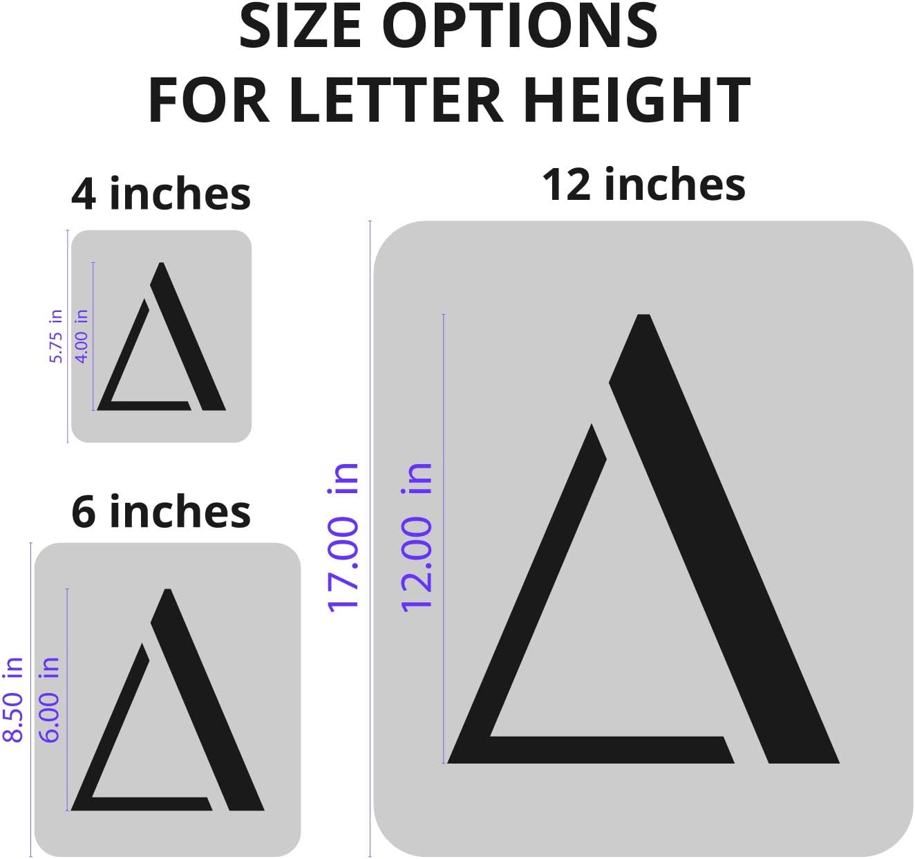 Stencil Stop Greek Letter Set for Painting - Fraternity, Sorority Symbols for DIY Projects, Walls, Coolers - 14 Mil Mylar Plastic [Various Sizes] (3 Letters,12 inches Tall)